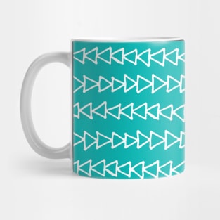 Bright Teal Blue and White Triangles Pattern Mug